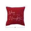 Storied Home Square Cotton Velvet Pillow with Embroidered "Nice Until Proven Naughty", Red and Light Pink - 2 of 2
