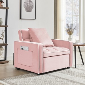 KWPZQEB Sofa Bed Chair Convertible, 3 in 1 Futon Couch with Adjustable Backrest, Single Sofa with Side Pockets,Pull Out Couch Recliner for Living Room - 1 of 4