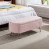 NicBex Faux Fur Fabric Storage Ottoman Bench,Upholstered Storage Ottoman with Gold Legs,Modern Storage Bench for Living Room,Bedroom,Pink - 2 of 4