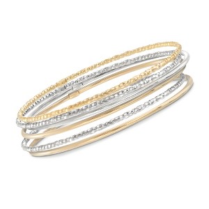 Ross-Simons Two-Tone Sterling Silver Jewelry Set: 6 Bangle Bracelets - 1 of 4