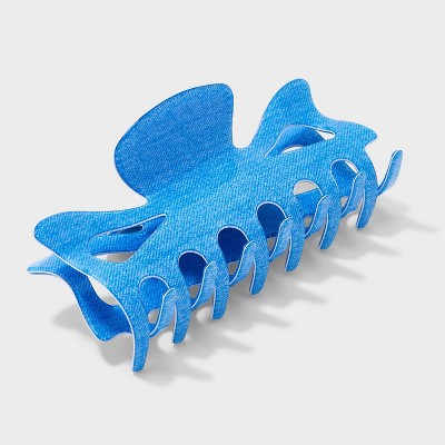 Denim Printed Cutout Claw Hair Clip - Wild Fable™ Blue