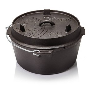 Petromax Cast Iron Dutch Oven for Cooking or Baking Outdoors Over Campfire or in the Home, Pre-Seasoned Cookware Heats Evenly, Flat Base, 7.9 Qt - 1 of 4