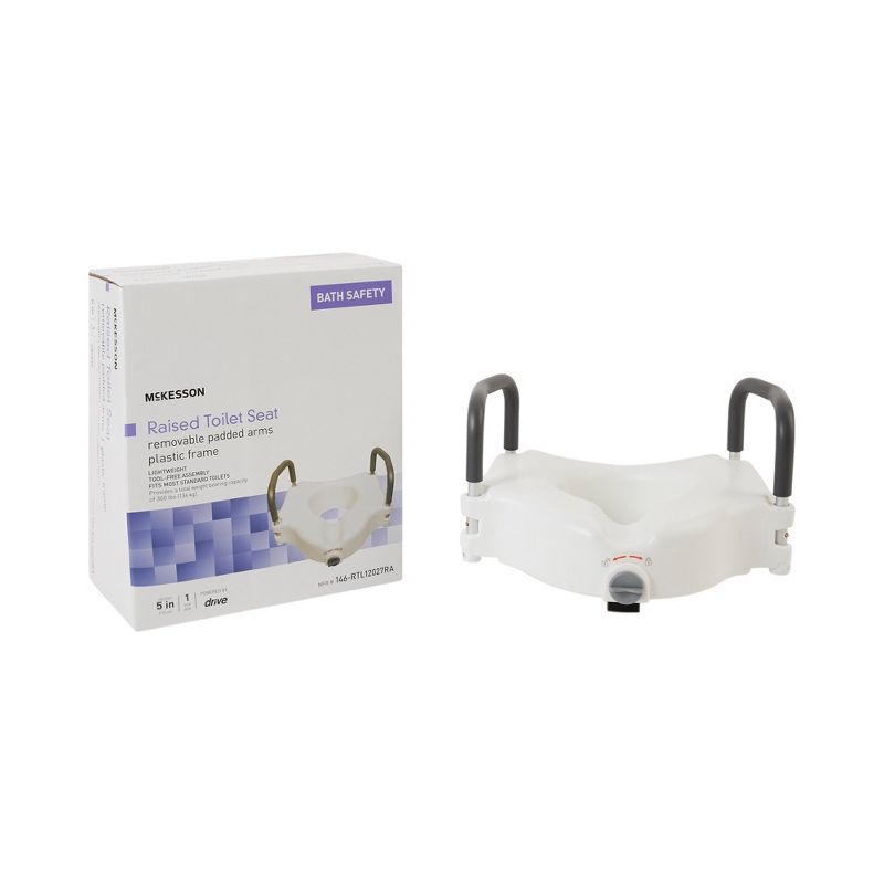 McKesson Raised Toilet Seat, Removable Arms, 5" Height, 1 Count, 1 of 4