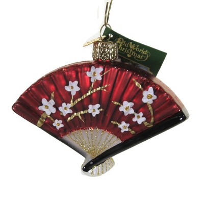 Old World Christmas 2.75" Folding Fan Flowers Decorative  -  Tree Ornaments