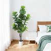 Coucheta 5/6/7ft Artificial Fiddle Leaf Fig Tree with Planter, Realistic Faux Indoor Outdoor Plant for Home Office Living Room Decor - 3 of 4