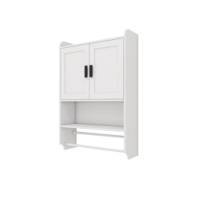 Sevobal Bathroom Storage Cabinets, Cabinet Wall Mounted with Doors, Shelves and Towel Rack for Laundry Room Bathroom, White, 21.65"*7.48"*32.48"