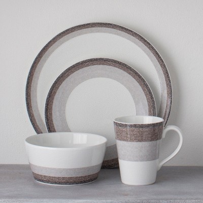 Canyon White Porcelain 4-Piece Textured Breakfast Set