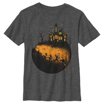 Boy's Mickey & Friends Walking Towards Haunted Mansion T-Shirt