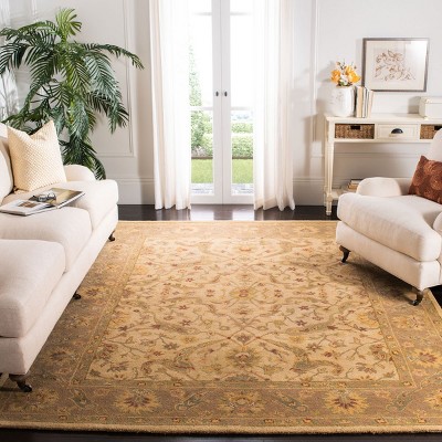 Ivory and Brown Handmade Wool Tufted Area Rug, 6' x 9'