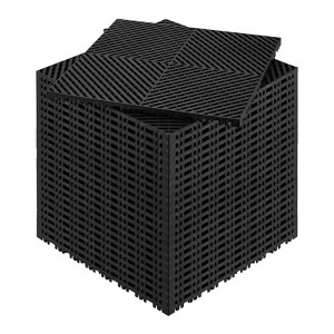 VEVOR Interlocking Drainage Mat, 15.7” x 15.7” Modular Interlocking Cushion, 24 Pcs Splicing Drainage Mats, Non-Slip Black PP Drainage Floor Tile - 1 of 4