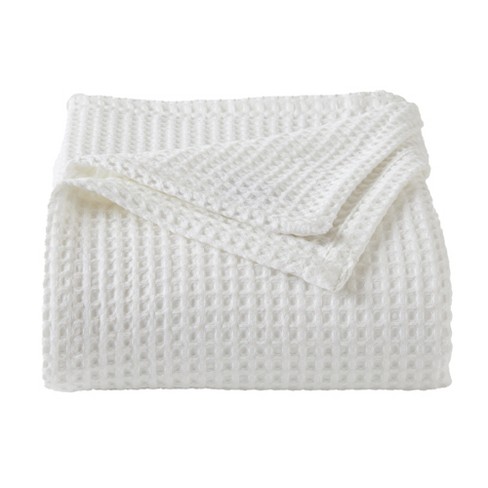 Market Place 100 Cotton Waffle Weave Bed Blanket King White