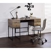 Vynxaria Rustic Oak Black Desk USB Charging Port Rustic-Chic Writing Table for Home Office - 4 of 4