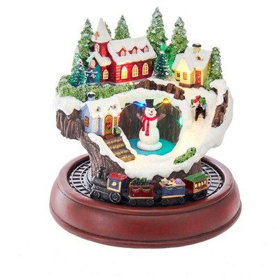 Kurt Adler 7.5" Battery-Operated LED Musical Village and Train Table Piece