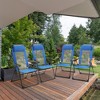 Outsunny Set of 4 Folding Patio Chairs, Camping Chairs with Adjustable Sling Back, Removable Headrest, Armrest for Garden, Backyard, Lawn, Blue - 2 of 4