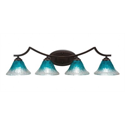 Toltec Lighting Zilo 4 - Light Vanity in  Dark Granite with 7" Teal Crystal Shade