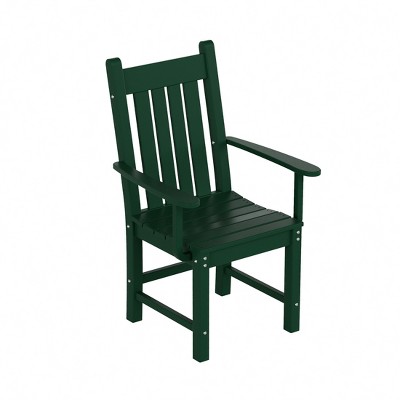 Dark Green HDPE Outdoor Dining Armchair with Fixed Arms