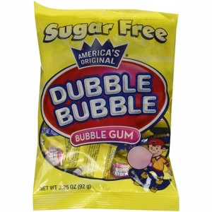 Dubble Bubble Sugar Free Bubble Gum – Classic Pink Twist Wrapped Bubble Gum – 3.25 oz Bags – Available in 1 Pack, 3 Pack, or 12 Pack - 1 of 4