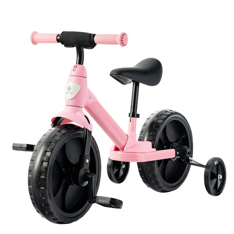 Costway 4-in-1 Kids Training Bike Toddler Tricycle w/ Training Wheels & Pedals Pink\Blue, 1 of 11
