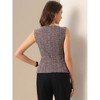 INSPIRE CHIC Women's Tweed Elegant Plaid Print Sleeveless Crew Neck Waist Buckle Back Zipper Top - 3 of 4