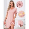 INSPIRE CHIC Women's Nightgowns Lace Trim Round Neck Short Sleeve Sleepwear Night Shirts Soft Sleep Pajama Dress - 2 of 4