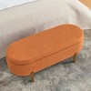 DOMETOUR Ottoman Oval Storage Bench,Rubber Wood Leg,Orange(46.x17.7x10.8) - 4 of 4