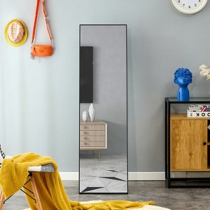 Glasflength Full Length Mirrors Solid Wood Frame Floor Standing Wall Mirror, Bedroom Foyer Clothing Store, Wall Mounted Mirror, Black 17"*1.1"*60" - 1 of 4