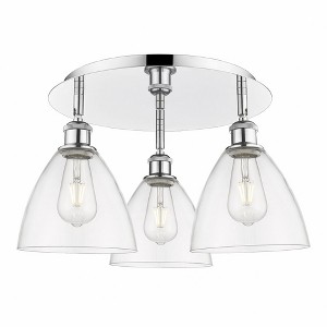 Bristol Glass - 3 Light Flush Mount In Industrial Style-10 Inches Tall and 19.25 Inches Wide - 1 of 1