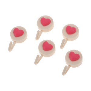 Unique Bargains Utility Heart Hook Heart with Hook 1.97"x1.18" 5 Pcs Red Heart with White Hook - 1 of 4