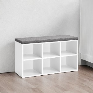 Cushion, Shoe Storage 6 Compartments and 3 Adjustable Shelves Entryway Bench with Padded Seat, for Bedroom, Closet, Living Room - 1 of 4