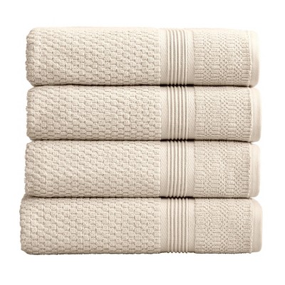 Market & Place 4-Piece Cotton Textured Quick Dry Bath Towel Set