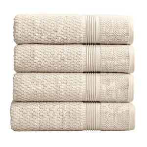 Market & Place 4-Piece Cotton Textured Quick Dry Bath Towel Set - 1 of 4