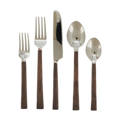 Saro Lifestyle Flat Handle Flatware, Copper