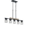 Dewdrop 36.22 Inch 5 Light Farmhouse Style Pendant Light Wood Accent Rustic Chandelier for Dining Room ETL Certified - 2 of 4