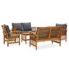 vidaXL Solid Acacia Wood 5 Piece Patio Lounge Set with Cushions, Weather-Resistant Outdoor Furniture with Coffee Table - 2 of 4