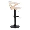 LumiSource Set of 2 Gardenia Adjustable Barstools Black Metal/Natural Wood/Cream PU - 4 of 4