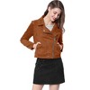 Allegra K Women's Zip Up Faux Suede Biker Moto Jacket - 3 of 4