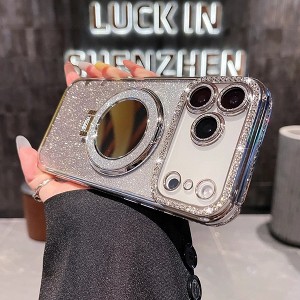 HTUTWOO Magnetic Case for iPhone 17/17 Air/17 Pro/17 Pro Max with Mirror, Bling Sparkly Diamond Phone Protective Cover - 1 of 4