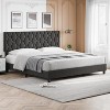 Grey/Beige/Pink Upholstered Platform Bed Frame with Height-Adjustable Fabric Headboard, Heavy-Duty Wood Slat Support, No Box Spring Needed - 3 of 4