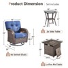 Buenhomino 7Pcs Patio Rocking Swivel Chair with 50,000 BTU Fire Pit Table Outdoor Wicker Rattan Bistro Set with Tempered Glass Side Table - 4 of 4