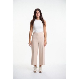 Lafidi Women’s High-Rise Cropped Pants – Straight Leg Business Casual Trousers with Slash Pockets and Elastic Back Waist - 1 of 4