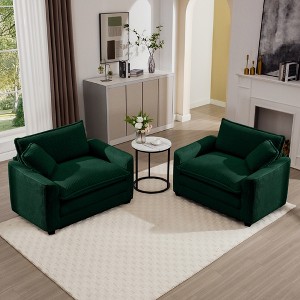 Corduroy Armrest Sofa Set with Two Single Sofa, Ideal for Bedroom and Office - 1 of 4