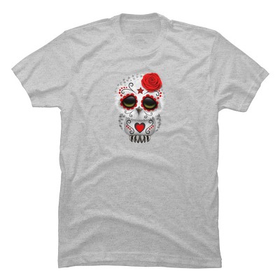  Design By Humans Men's July 4th American Sugar Skull by T-Shirt  - Athletic Heather - 2X Large : Clothing, Shoes & Jewelry