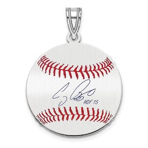 Black Bow Jewelry Sterling Silver Craig Biggio Signature SM Enamel Baseball Pendant - 1 of 4