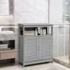 Costway Bathroom Storage Wood Floor Cabinet with Double Shutter Door Coffee\Black\White - 2 of 4