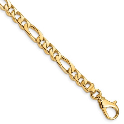 Black Bow Jewelry 6.5mm 14K Yellow Gold Solid Flat Figaro Chain Bracelet, 8 Inch