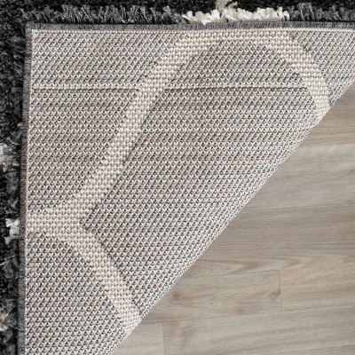 Hudson Dark Grey and Ivory Square Shag Area Rug