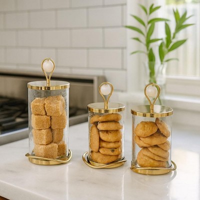 Kinor Elegant Glass Cookie Jar with Gold Lid and Base, Hammered Glass Storage Container for Cookies, Candy, Treats, Snacks and Kitchen Counter Décor — фото 3