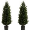 Artificial Cedar Topiary Trees, UV Resistant Artificial Pine Outdoor Plants for Front Porch Decor, Fake Greenery Outdoor - 2 of 4