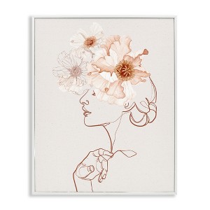 Stupell Industries Delicate Pink Flower Blossoms Woman Line Drawing Framed Giclee Art - 1 of 4