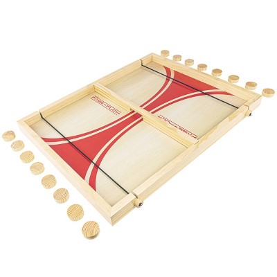  GoSports Pass The Puck Rapid-Shot Premium Wooden Indoors Tabletop Board Game Set, Natural Finish 
